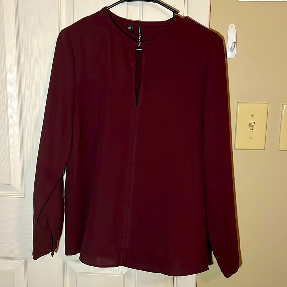Mango Burgundy Long Sleeve Blouse